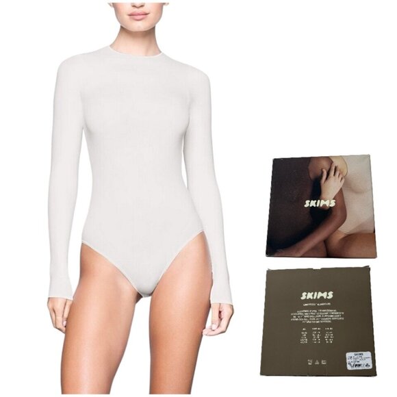 SKIMS Light Essential Dolman Sleeve Bodysuit Marble Womens 4X - Picture 1 of 12